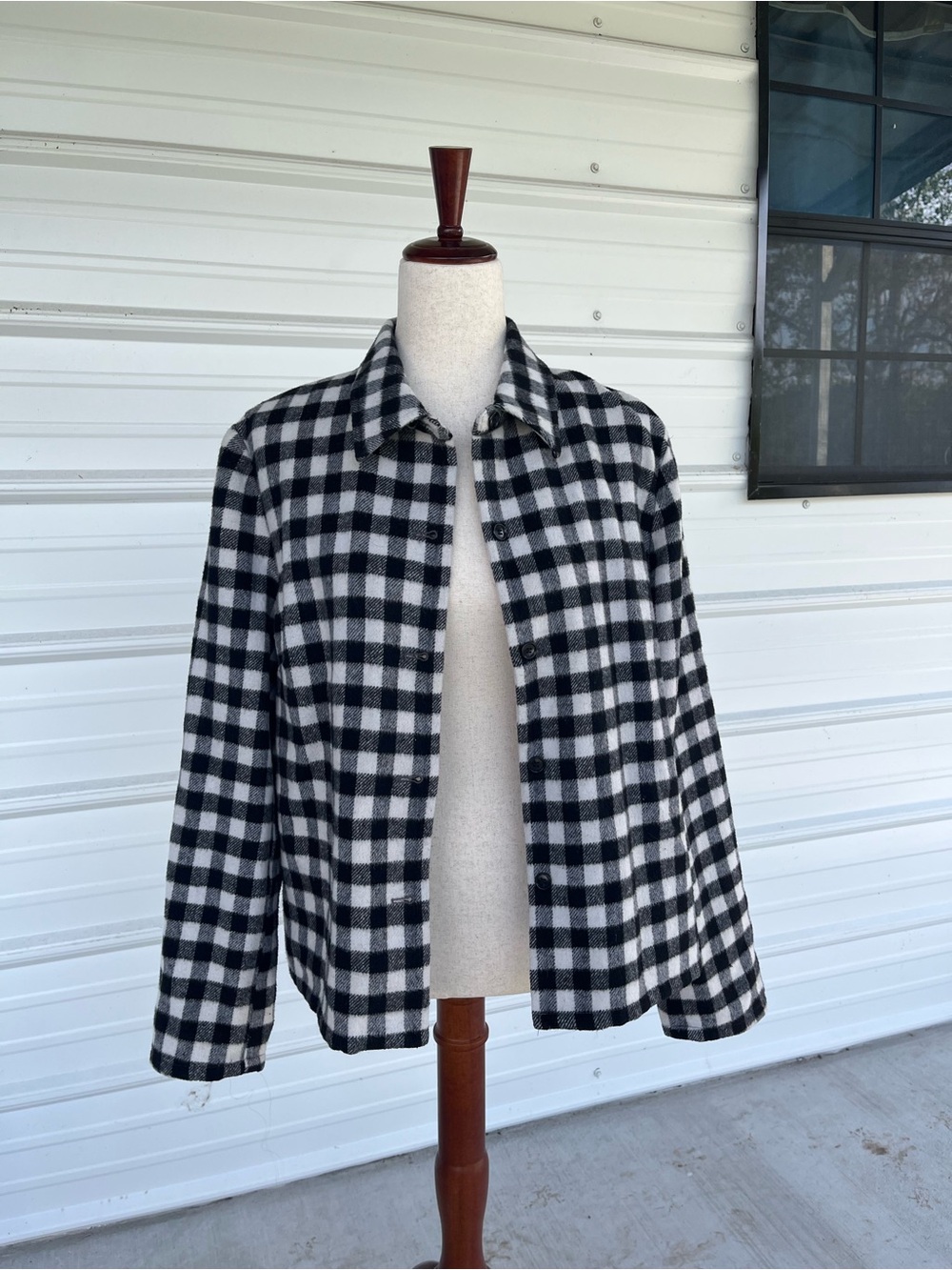 Y2K Evan Picone Wool Blend Buffalo Check Shirt Jacket